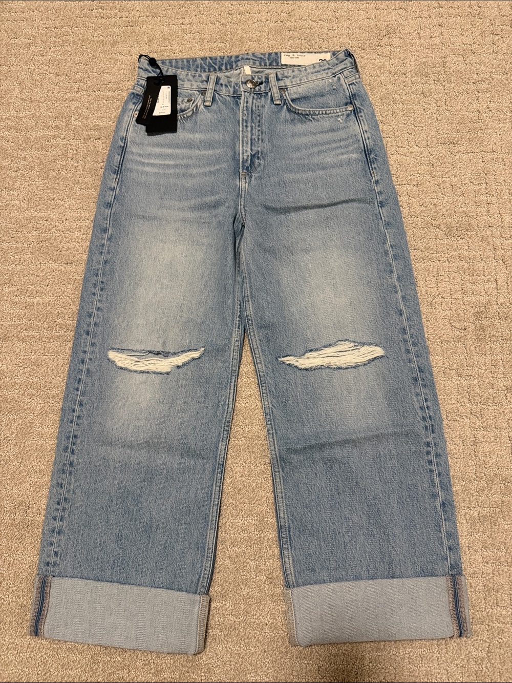rag & bone Light Blue High-Rise Wide-Leg Jeans